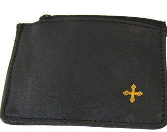 mds Real soft sheepskin leather Rosary case with a Brass cross. #mds9501/BC