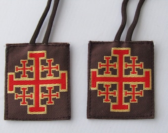 Gewebtes Jerusalem Kreuz Skapulier