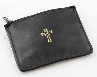 Real leather  zip top Rosary Case 9501