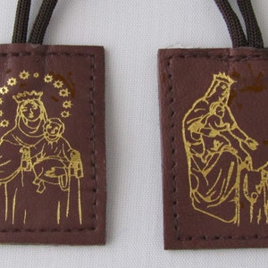 Our Lady of Mt. Carmel Leather Scapular (Sheepskin)