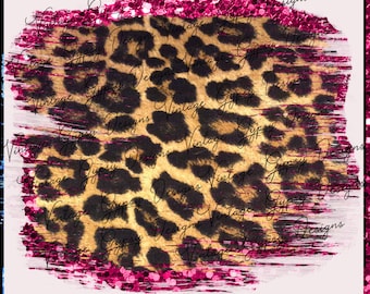 Leopard Print Pink glitter Background-INSTANT DOWNLOAD