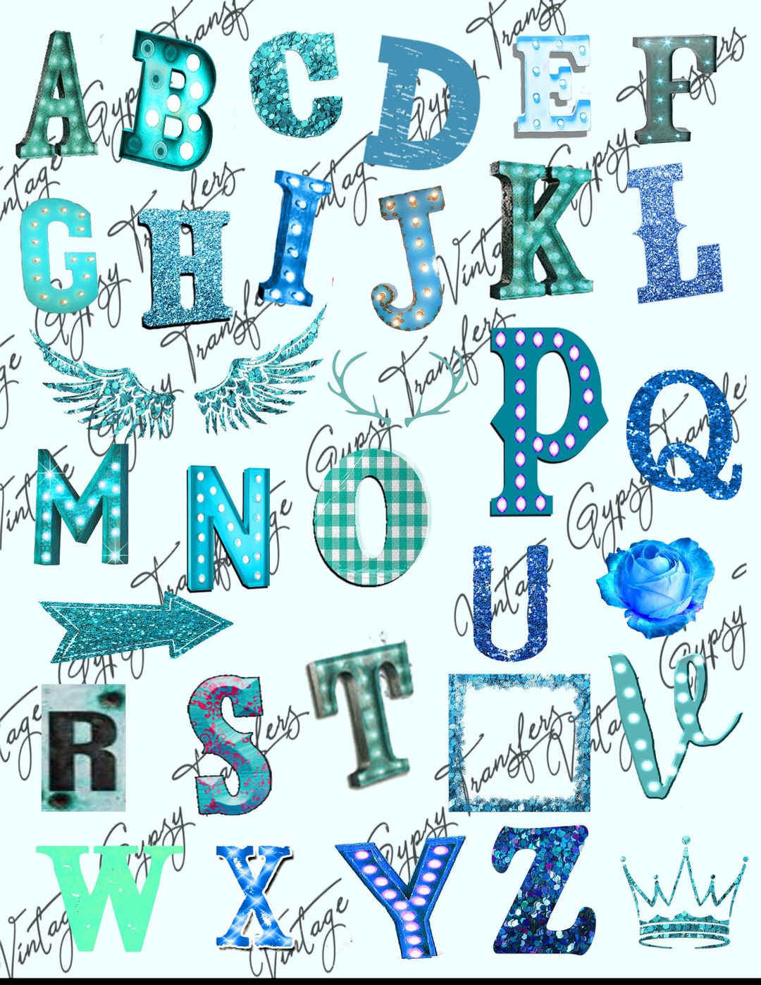 Blues Brother Shabby Alphabet-instant DOWNLOAD - Etsy