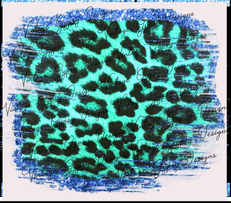 Teal Leopard Print Backgroundinstant DOWNLOAD Etsy
