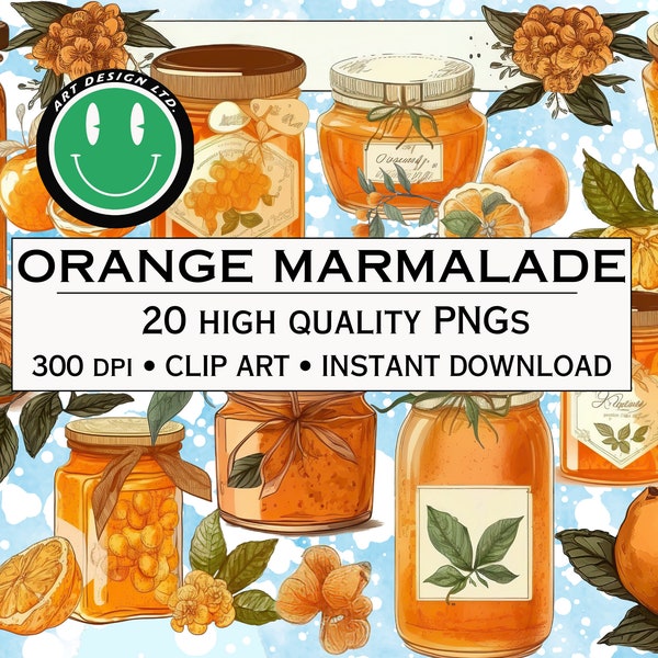 Orange Marmalade Clip Art Pack, 20 High Quality PNG Files, Scrapbooking, Digital Journal, Stationery, Invitations, 300 DPI, Instant Download