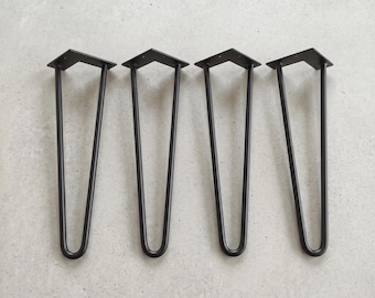 Haarspeldpoten (set van 4), metalen tafelpoten voor salontafel en bank. Maten: 15, 20, 25, 30, 35, 40, 43, 45, 50 cm. Industriële doe-het-zelf voeten