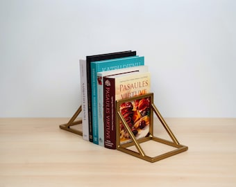 2x Minimalistische boekensteun - metalen boekensteunen - boekenstopper - boekenplankdecor (2 stuks)