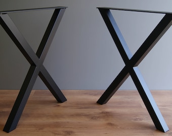 X steel table legs, kitchen table legs, dinning table legs, powder coated (SET 2) height 28'' or 71 cm
