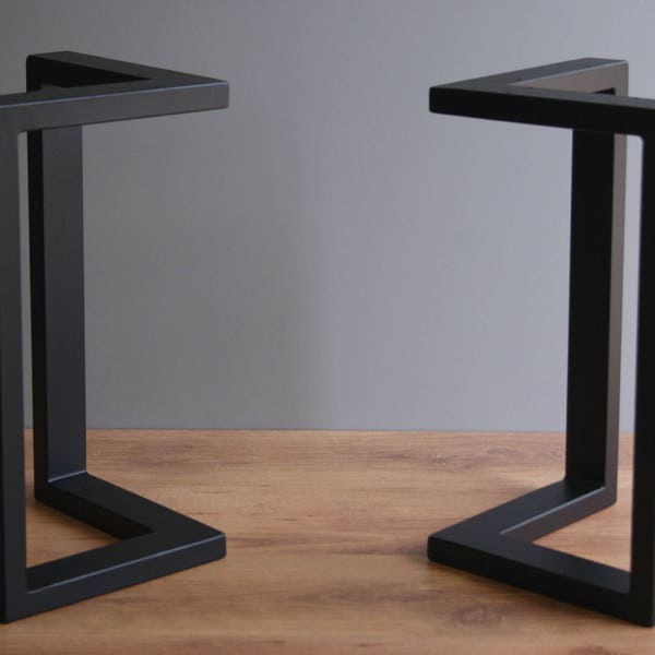 Pieds de banc en acier en forme de L, pieds de table basse, base de banc, base de table basse (SET DE 2)