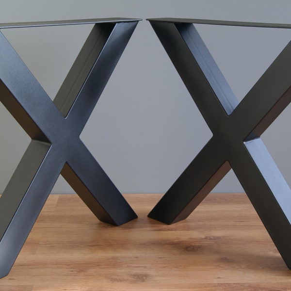 En forme de X, grands pieds de table en acier (SET OF 2) - base de table, pieds de table de conférence