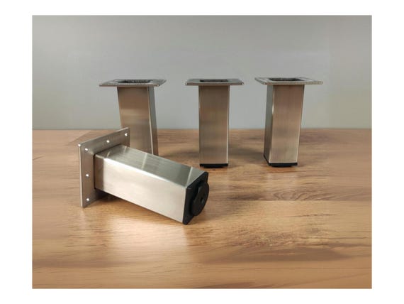 Set Di 4 Piedini Per Mobili In Acciaio Inox Da 50 Mm Per Mobili Da Bagno, Mobili Da Cucina, Mobili Da Ufficio, Regolabili In Altezza Con Viti | Leroy Merlin - Foto 2