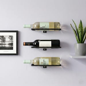 Rebar Wine bottle holder (3 pieces) - Wall Mounted wine rack - Kitchen Storage & Display - modern industrial style