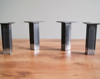 4x hoekige ijzeren stalen meubelpoten (SET VAN 4)