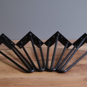 4 x pieds en épingle à cheveux robustes à 3 tiges 12 mm (1/2 pouce) / toutes les tailles - DIY, pieds de meubles, pieds de banc