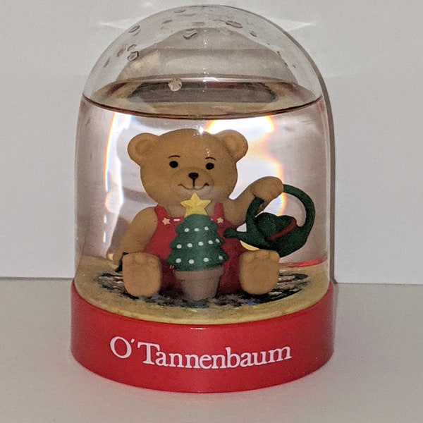 Vintage Dakin Water Globe Snow Globe O'Tannenbaum Teddy Bear Christmas Tree 1988