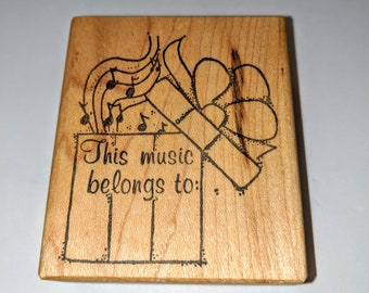 Vintage Music Rubber Stamp "This Music Belongs To:" by Raindrops On Roses