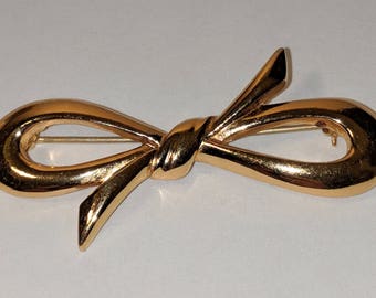 Vintage Monet Ribbon Bow Brooch Pin