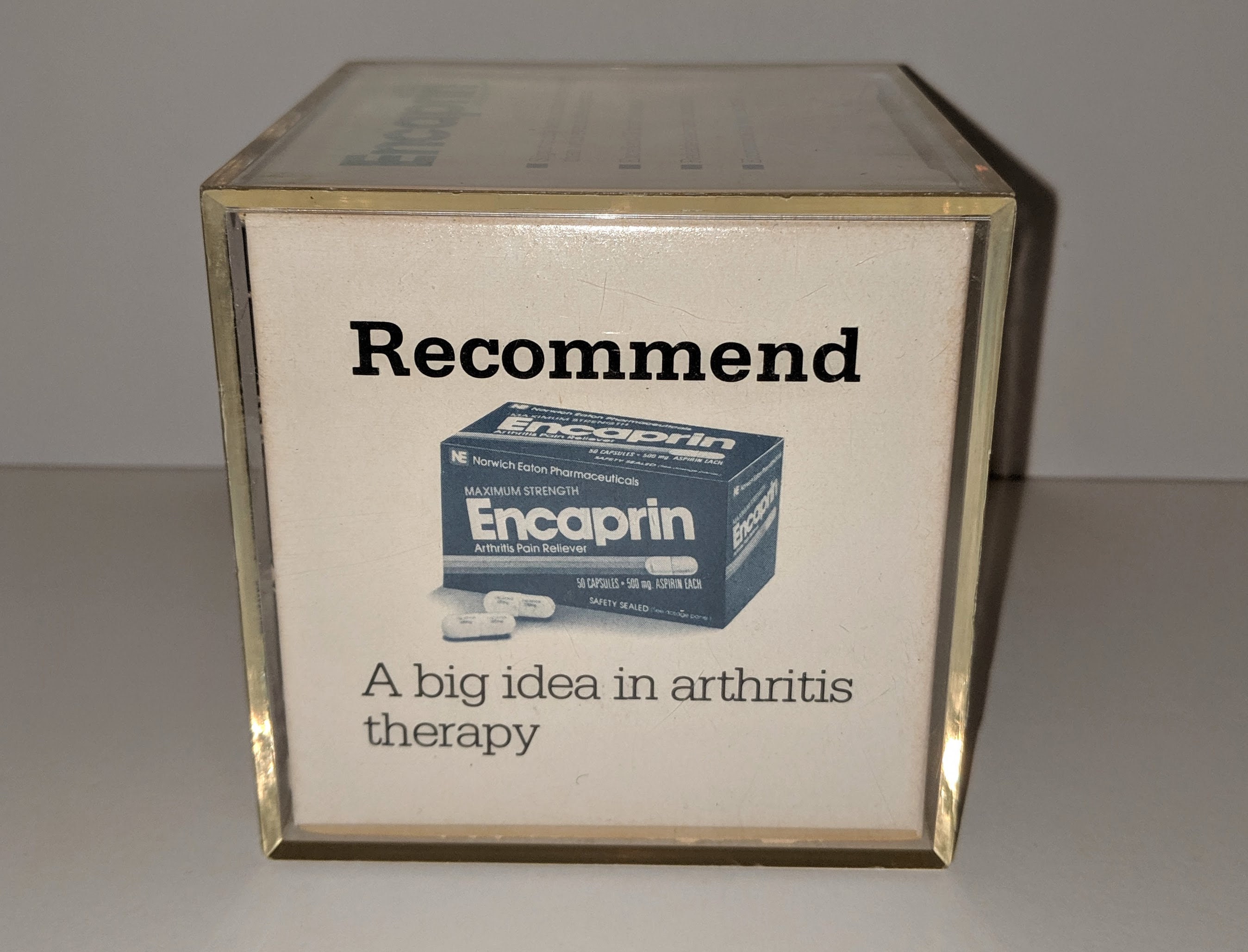 Vintage Encaprin Medical Drug Paperweight Procter and Gamble