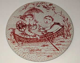 Vintage Nymolle Denmark 3513 Juli Couple in Garden Brown Saucer Bowl