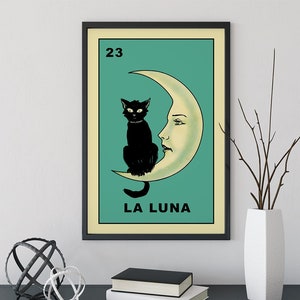 La Luna Cat Card Moon Print, No Frame