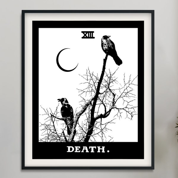 Death Tarot Card Print - Tarot Card The Death Crows Card Poster, No Frame