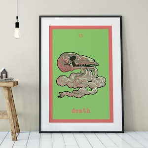 Death - Tarotkarte Druck aus dem Grünen Menagerie Tarot - Der Death Card Rider Taile Poster, ohne Rahmen