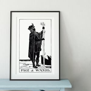 La page des baguettes - Impression de cartes de tarot - La page des baguettes du poster Green Menagerie Deck, sans cadre