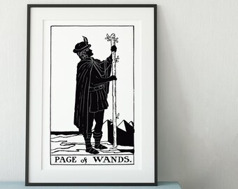 Page of Wands Tarot Card Print – Green Menagerie Deck Poster