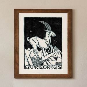 CAPRICORN Astrological Sign Poster, Mid Century Modern Vintage Zodiac Print, CAPRICORN Art