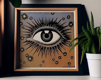 Stampa artistica dell'Occhio Onniveggente, poster dell'Occhio della Provvidenza