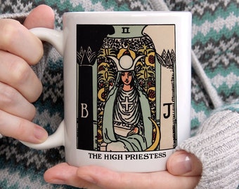Die Hohepriesterin Tarot Karte Kaffee Tasse