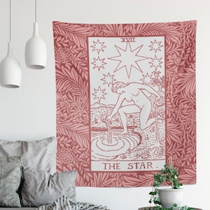 Tapiz de tarot con la carta de la estrella en color rosa Tapiz de tarot con la carta de la estrella en color rosa