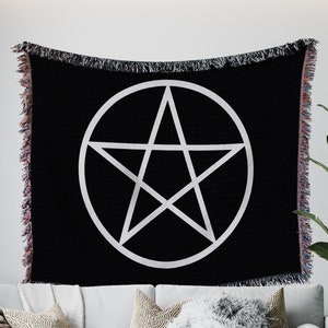 Pentagram Blanket Tapestry Blanket, Wiccan Blanket, Witchcraft Woven Throw Blanket Tapestry