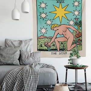 The Star Tarot Card Teal Tapestry - Rider Waite The Star Turquoise Tapestry