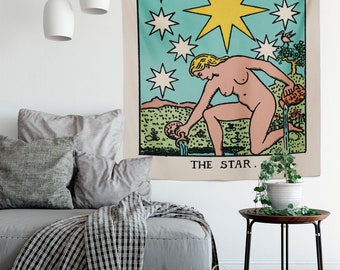 The Star Tarot Card Tapestry - Rider Waite Teal Turquoise Art