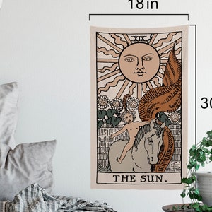 Tapeçaria de cartas de tarô The Sun - Tapeçaria de cartas completas - Tapeçaria de baralho Rider Waite