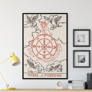 Wheel of Fortune - Tarot Card Print - Tarot Card  - Boho Wall Art, No Frame