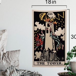 The Tower Tarot Card Tapestry - Full Card Tapestry - Rider Waite Deck Tapestry