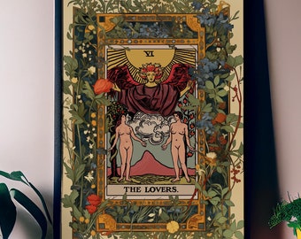 The Lovers Tarot Card Print - Vintage Style Art