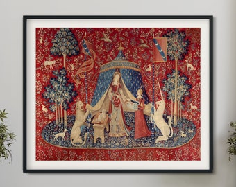 Medieval Maiden & Unicorn Poster