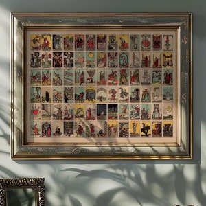 Cartaz de cartas de tarô All Rider Waite Smith com 78 cartas em uma impressão (sem moldura)