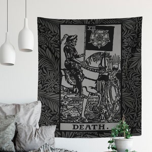 Carte de tarot de la mort Tapisserie noire et grise - Noir et gris