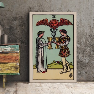 Two of Cups- Tarot Card Print - The 2 of Cups Card Poster, No Frame