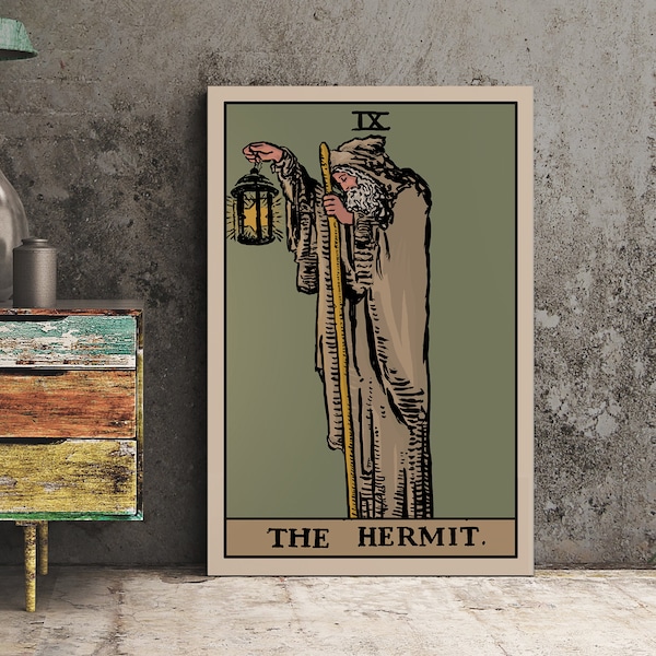 The Hermit - Tarot Card Print - The Hermit Card Poster By Printagrams, No Frame - Perfect For A Dorm Room