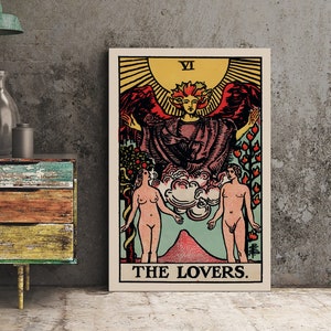 The Lovers - Tarot Card Print - The Lovers Card Poster, No Frame