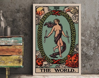 The World - Tarot Card Print - The World Card Tarot Poster, No Frame