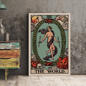 El mundo - Impresión de cartas del tarot - Póster de la carta del tarot El mundo, sin marco