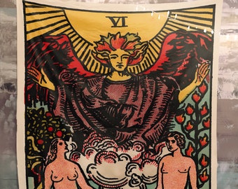The Lovers Tarot Card Tapestry - Rider Waite Design