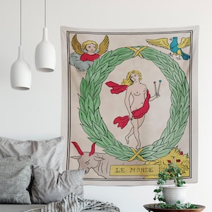 El mundo de la carta del tarot Tela decorativa - El mundo Tela decorativa