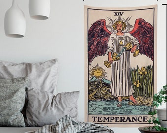 The Temperance Tarot Card Tapestry - Full Card Tapestry - Rider Waite Deck Tapestry