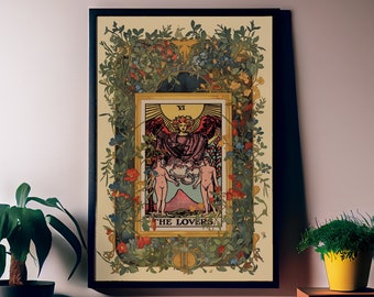 The Lovers Tarot Card Art Print – Vintage Style Poster